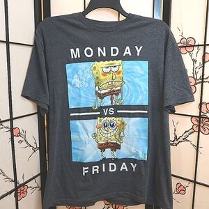 Hybrid Apparel Nickelodeon SpongeBob SquarePants Monday Friday Tee - Gray XL